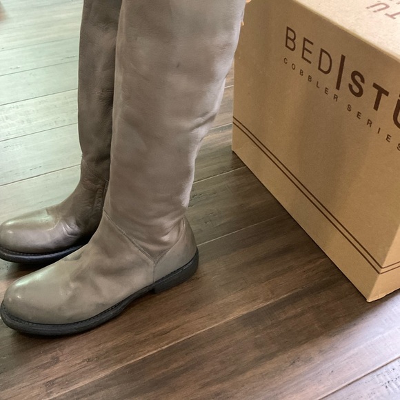 Bed Stu Manchester Gray Knee High Leather Slouchy Tie Back Womens Boots Size 6 - Picture 4 of 9